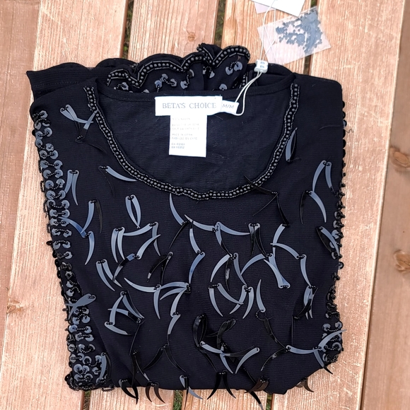 NWT beaded black top - Picture 5 of 8